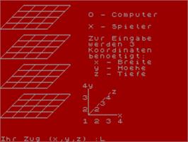 In game image of 3D Tic-Tac-Toe on the Sinclair ZX Spectrum.
