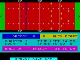 In game image of American Football on the Sinclair ZX Spectrum.