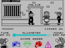 In game image of Andy Capp on the Sinclair ZX Spectrum.