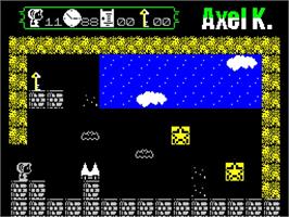 In game image of Axel K. And The Lost Bills on the Sinclair ZX Spectrum.