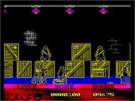 In game image of Beverly Hills Cop on the Sinclair ZX Spectrum.