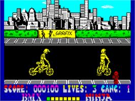 In game image of Bmx Ninja on the Sinclair ZX Spectrum.