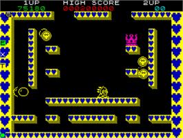 In game image of Bubble Bobble on the Sinclair ZX Spectrum.