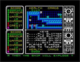 In game image of Captain Fizz Meets the Blaster-Trons on the Sinclair ZX Spectrum.