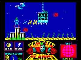 In game image of Captain Planet And The Planeteers on the Sinclair ZX Spectrum.