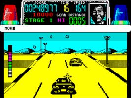 In game image of Chase H.q. on the Sinclair ZX Spectrum.