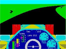 In game image of Chequered Flag on the Sinclair ZX Spectrum.