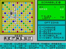 In game image of Computer Scrabble on the Sinclair ZX Spectrum.