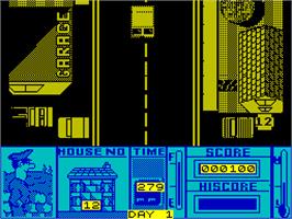 In game image of Cosmic Relief: Prof. Renegade to the Rescue on the Sinclair ZX Spectrum.