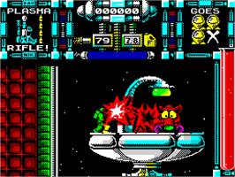In game image of Dan Dare III: The Escape on the Sinclair ZX Spectrum.
