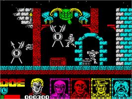 In game image of Defenders of the Earth on the Sinclair ZX Spectrum.