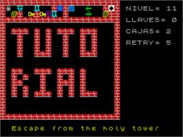 In game image of Escape From The Holy Tower on the Sinclair ZX Spectrum.