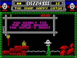 In game image of Fantasy World Dizzy (2023 Classic Edition) on the Sinclair ZX Spectrum.