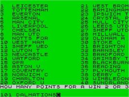 In game image of Football Director on the Sinclair ZX Spectrum.