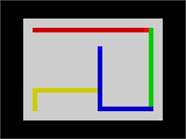 In game image of Four Player Light Cycles on the Sinclair ZX Spectrum.