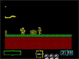 In game image of Ghouls 'N Ghosts on the Sinclair ZX Spectrum.