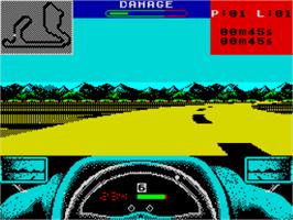 In game image of Grand Prix Circuit on the Sinclair ZX Spectrum.