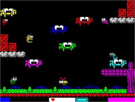 In game image of Invasive Species on the Sinclair ZX Spectrum.