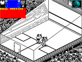 In game image of Jahangir Khan's World Championship Squash on the Sinclair ZX Spectrum.
