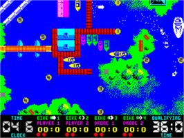 In game image of Jet Bike Simulator on the Sinclair ZX Spectrum.