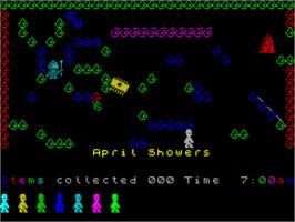 In game image of Jet Set Willy - April Showers on the Sinclair ZX Spectrum.