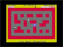 In game image of Jib Goes Shopping on the Sinclair ZX Spectrum.