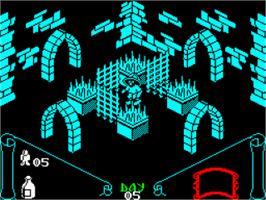 In game image of Knight Lore on the Sinclair ZX Spectrum.