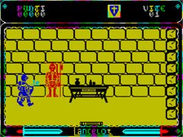 In game image of Lancelot on the Sinclair ZX Spectrum.