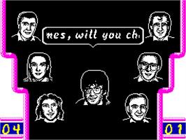 In game image of Mike Read's Computer Pop Quiz on the Sinclair ZX Spectrum.