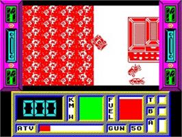 In game image of Motor Massacre on the Sinclair ZX Spectrum.