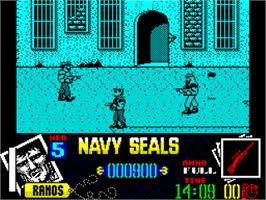 In game image of Navy Seals on the Sinclair ZX Spectrum.