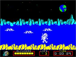 In game image of Nodes of Yesod on the Sinclair ZX Spectrum.