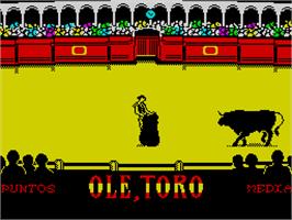 In game image of Olé, Toro on the Sinclair ZX Spectrum.
