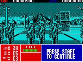 In game image of Operation Thunderbolt on the Sinclair ZX Spectrum.