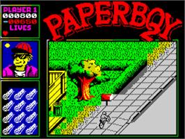In game image of Paperboy 2 on the Sinclair ZX Spectrum.