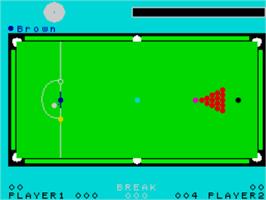 In game image of Professional Snooker Simulator on the Sinclair ZX Spectrum.