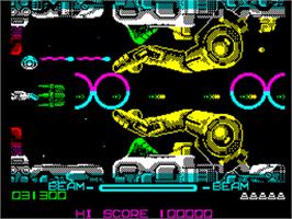 In game image of R-type on the Sinclair ZX Spectrum.
