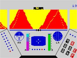 In game image of Rescue On Fractalus! on the Sinclair ZX Spectrum.