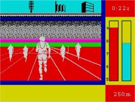 In game image of Run For Gold on the Sinclair ZX Spectrum.