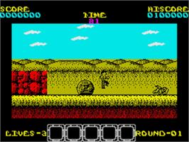 In game image of Rygar on the Sinclair ZX Spectrum.