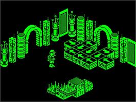In game image of Sam Slade Robo-Hunter: Escape From The Planet of The Robot Robo-Hunter Hunters on the Sinclair ZX Spectrum.