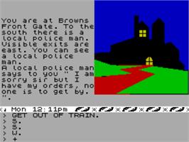 In game image of Sherlock on the Sinclair ZX Spectrum.