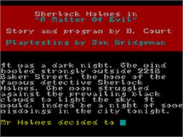 In game image of Sherlock Holmes - A Matter Of Evil on the Sinclair ZX Spectrum.