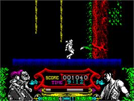 In game image of Strider 2 on the Sinclair ZX Spectrum.