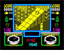 In game image of Subbuteo on the Sinclair ZX Spectrum.