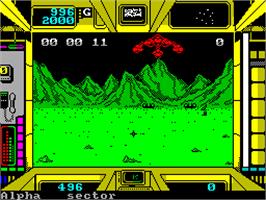 In game image of Terrorpods on the Sinclair ZX Spectrum.