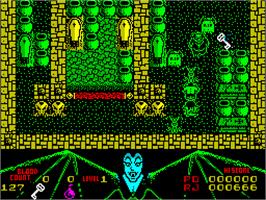 In game image of The Astonishing Adventures of Mr. Weems and the She Vampires on the Sinclair ZX Spectrum.