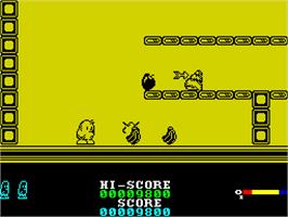 In game image of The New Zealand Story on the Sinclair ZX Spectrum.