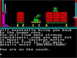 In game image of The Witch's Cauldron on the Sinclair ZX Spectrum.