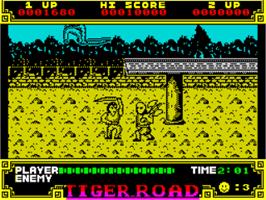 In game image of Tiger Road on the Sinclair ZX Spectrum.